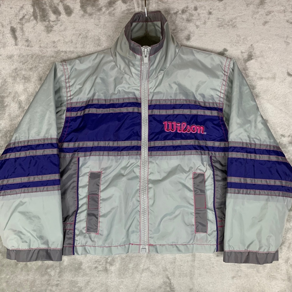 Wilson Kids Windbreaker Jacket Girls‎ 4T Gray Purple Pink Colorblock Full Zip